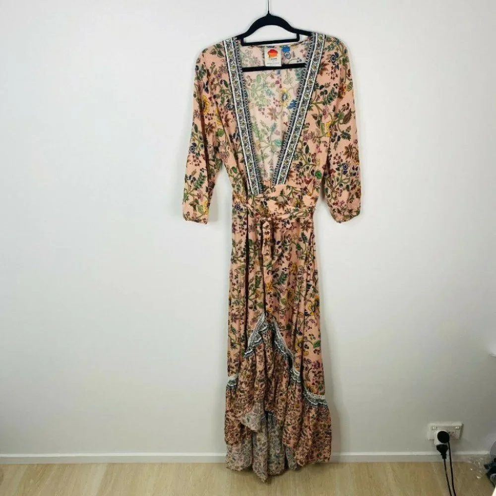 Farm Rio Women's Size Small Maxi Long Wrap Dress - Picture 4 of 9